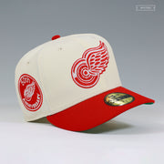 DETROIT RED WINGS 50TH ANNIVERSARY OFF WHITE SCARLET NEW ERA FITTED CAP