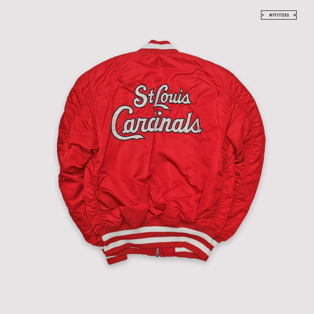 Full-Zip Satin New Era St. Louis Cardinals Bomber Jacket